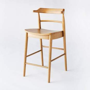 Kaysville Curved Back Wood Counter Height Barstool Natural - Threshold™ designed with Studio McGee