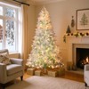 Tangkula 7FT Pre-lit Artificial Christmas Tree Hinged Xmas Tree w/ 855 Snow Flocked Branch Tips 350 Warm White LED Lights White Twigs Red Berries - 2 of 4