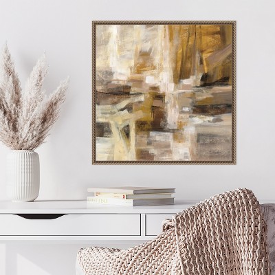 Sylvie Beaded Bronze Framed Abstract Canvas Wall Art, 22 x 22 inches