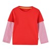 MyKids-USA Boys And Girls Striped Sleeve Patchwork O-Neck Fake 2-Pieces Hoodie In Autumn - 2 of 3