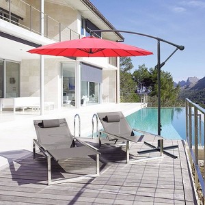 CAVINAS 9 FT Stormproof Patio Umbrella (Base Included), Heavy Duty Outdoor Umbrellas, All Day Shade Outdoor Table Umbrella for Patio, Garden, Red - 1 of 4