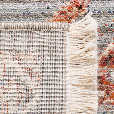 Herat Gray and Cream Oriental Synthetic Runner Rug