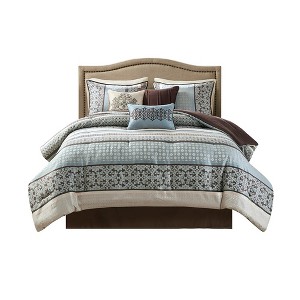 Gracie Mills Irmgard 7-Piece Geometric and Damask Comforter Set - 1 of 4