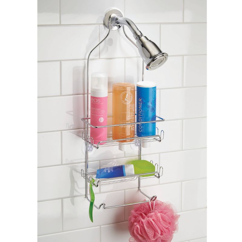 iDESIGN Milo Metal Wire Hanging Shower Caddy Baskets and Towel Bar Chrome, 6 of 7