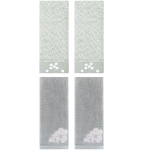REGALWOVEN 4 Pcs 100% Cotton Floral Embroidered Soft Absorbent Decorative Hand Towel - 1 of 4