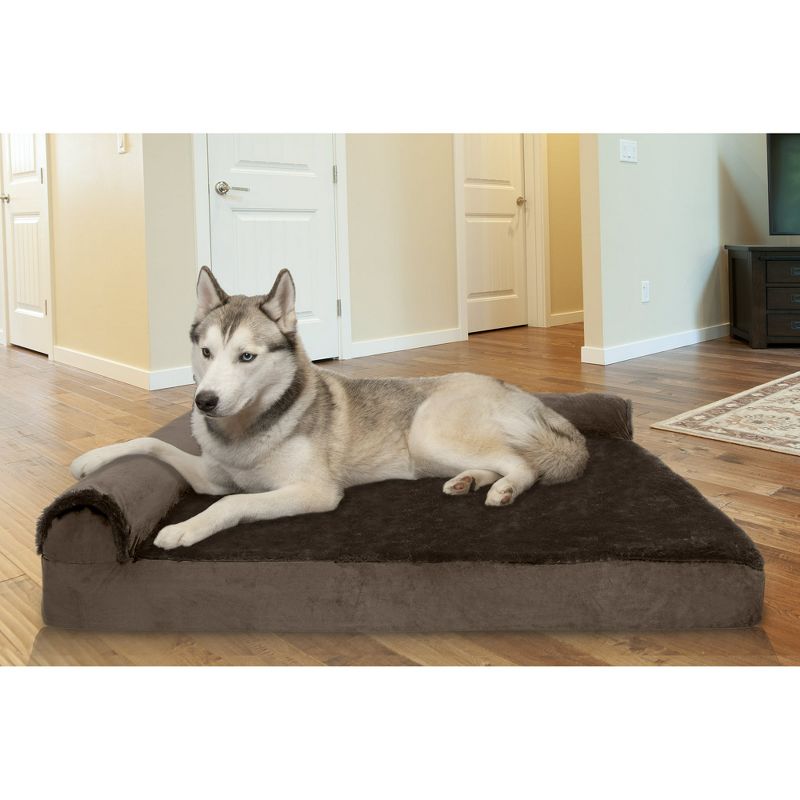 FurHaven Plush & Velvet Deluxe Chaise Lounge Memory Foam Sofa-Style Dog Bed, 3 of 4
