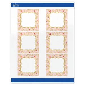 Avery Labels, 3" x 3", Gold-Pink Berries, Glossy, 60ct - 1 of 4