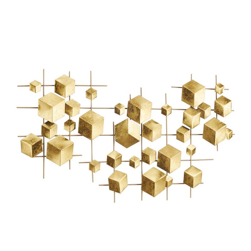 Metal Geometric 3D Cube Relief Wall Decor Gold - CosmoLiving by Cosmopolitan, 4 of 6