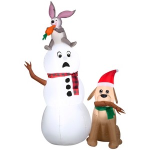 Gemmy Christmas Inflatable Snowman with Bunny and Dog, 6 ft Tall, Multi - 1 of 4