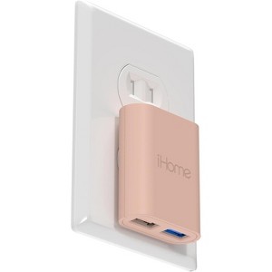 iHome 2-Port USB Wall Charger, AC Pro Multiport Plug Adapter, Phone Charging Block with Dual Ports, Flat Wall Adapter for Home & Travel - 1 of 4