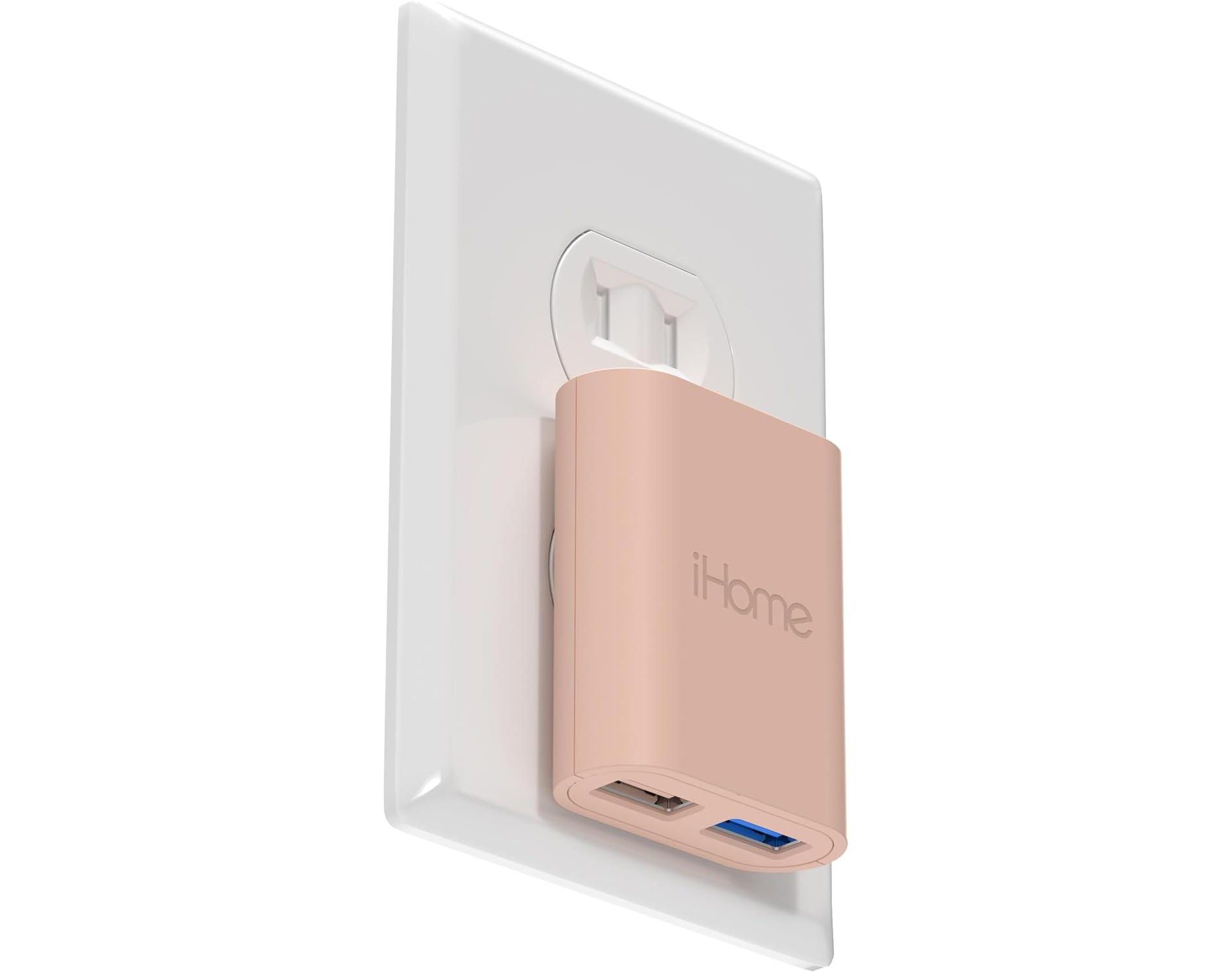 iHome 2-Port USB Wall Charger, AC Pro Multiport Plug Adapter, Phone Charging Block with Dual Ports, Flat Wall Adapter for Home & Travel