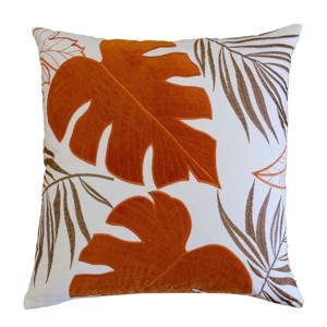 ChicFurnit Bed Pillows Autumn Leaf Home Pillow Velvet Decor Pillow with Hidden Zipper Cotton Pillows for Living Room Decoration, Orange, 20"*1"*20" - 1 of 4