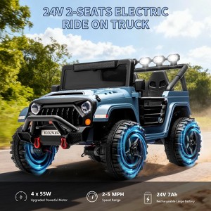 24V Ride on Toys for Kids, 2 Seater Electric Ride on Car w/Remote Control, 4 Powerful Motors, 4WD/2WD, 3 Speeds, Led Lights - 1 of 4