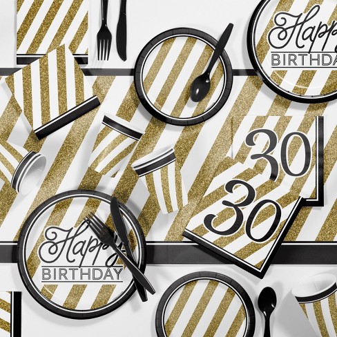 30th Birthday Party Supplies Kit Black Gold Target