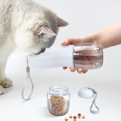 Pet Cat Dog Water Bottle With Food Container,Built In Filter,Outdoor Portable Large Capacity Water Dispenser