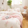 Botanical Floral Comforter Set – Pink & Lavender Flowers Printed Bedding, Soft Lightweight Pastoral Style Quilt with Pillowcases - 2 of 4
