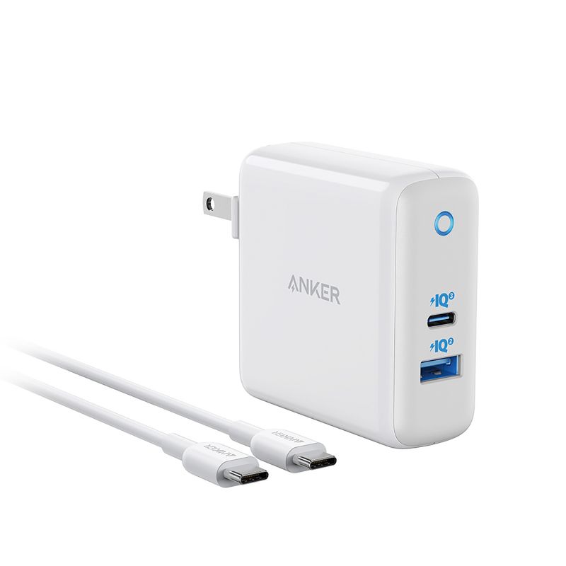 Anker PowerPort+ Atom III 45W USB-C / 15W USB-A Dual Port Wall Charger - White and Gray, 1 of 7