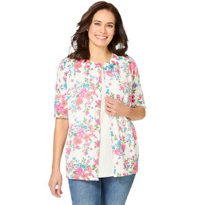 Woman Within Plus Size Perfect Elbow-Length Sleeve Cardigan - 1 of 4