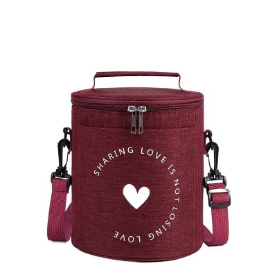 Round Lunch Bag Insulated Lunch Box Foldable & Portable Lunch Tote Larger Size