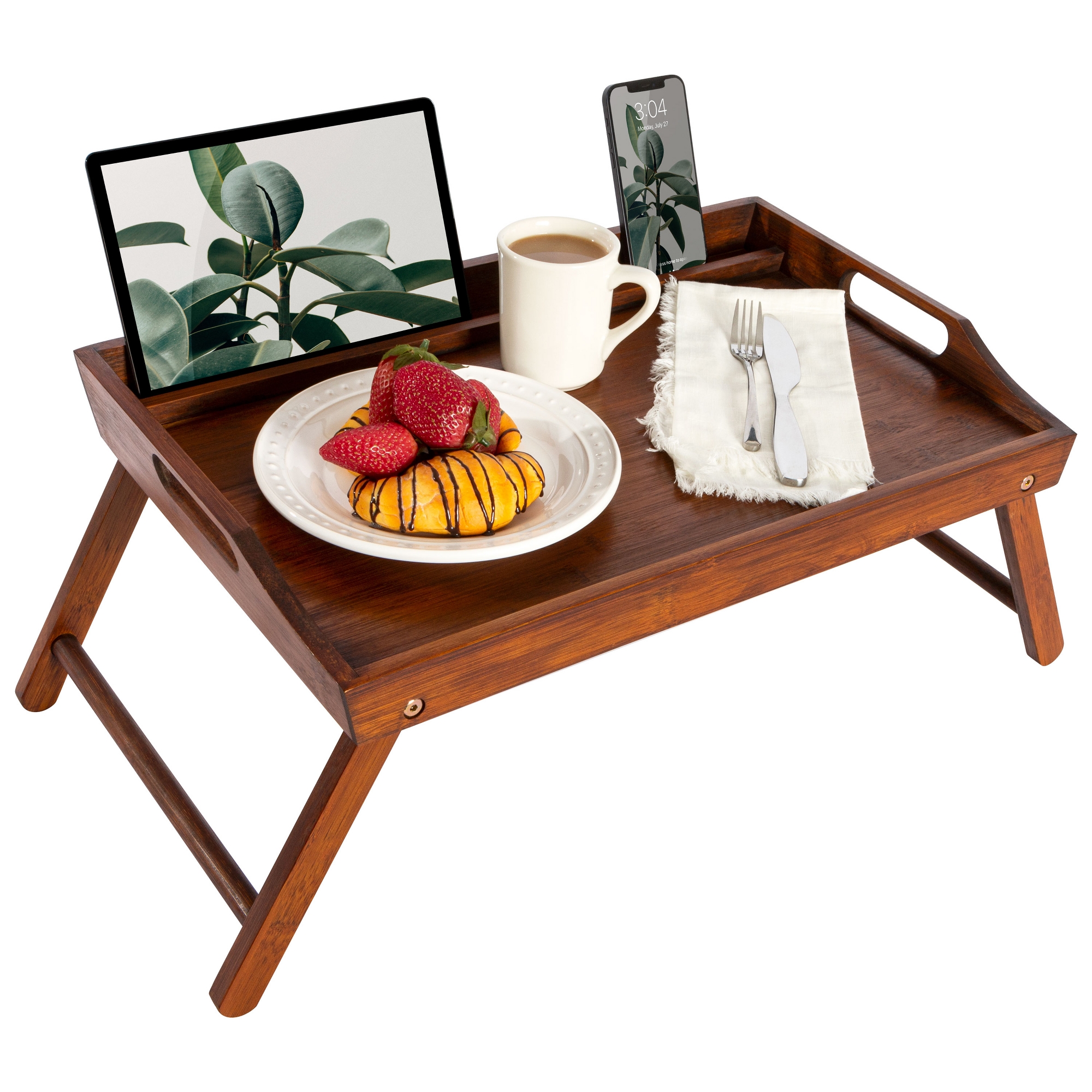 Rossie Home Bamboo Media Bed Tray, Java, Large
