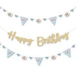 Big Dot of Happiness Let's Be Mermaids - Birthday Party Letter Banner Decor - 36 Cutouts and No-Mess Real Gold Glitter Happy Birthday Banner Letters