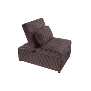 Royal Hampton Convertible Sofa with Pull-Out Bed, Brown Channel Tufted Corduroy - 1 of 4