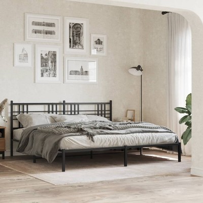 vidaXL Metal Bed Frame without Mattress with Footboard White 59.1"x78.7"