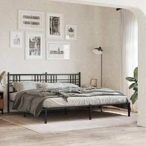vidaXL Metal Bed Frame without Mattress with Footboard White 59.1"x78.7" - 1 of 4