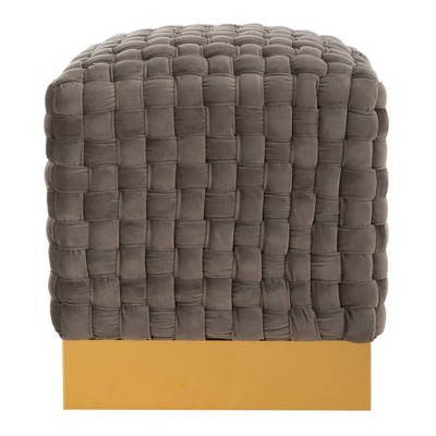 Ravyn Woven Velvet Ottoman Dark Gray - Safavieh