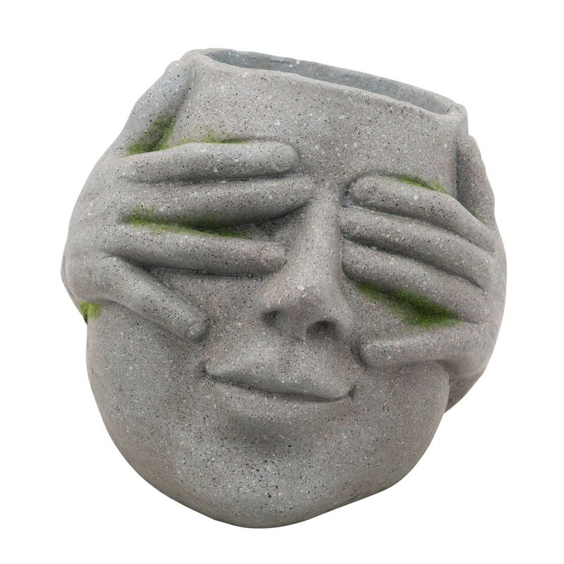 Sagebrook Home 10&#34; Wide Face with Hands Planter Pot Gray, 1 of 8