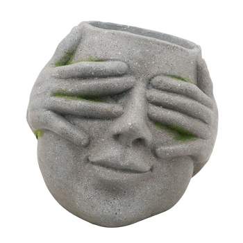 Sagebrook Home 10" Wide Face with Hands Planter Pot Gray