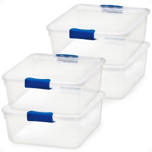 Homz Secure Latch Large Clear Stackable Storage Container Bin, 31 Quart, 4 Count - 1 of 4