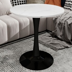 Sapphtopaz Modern Round Dining Table with Tapered Pedestal Base Coffee Table with Faux Marble Finish Kitchen Table for Living Room - 1 of 4