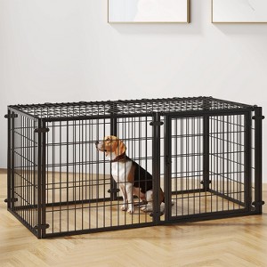 XBRIGH 42/38 Inch Dog Crates for Meidum Small Dogs Folding Metal Wire Cages Dog Kennels Pet Cage with Double-Door, Removable Tray White - 1 of 4