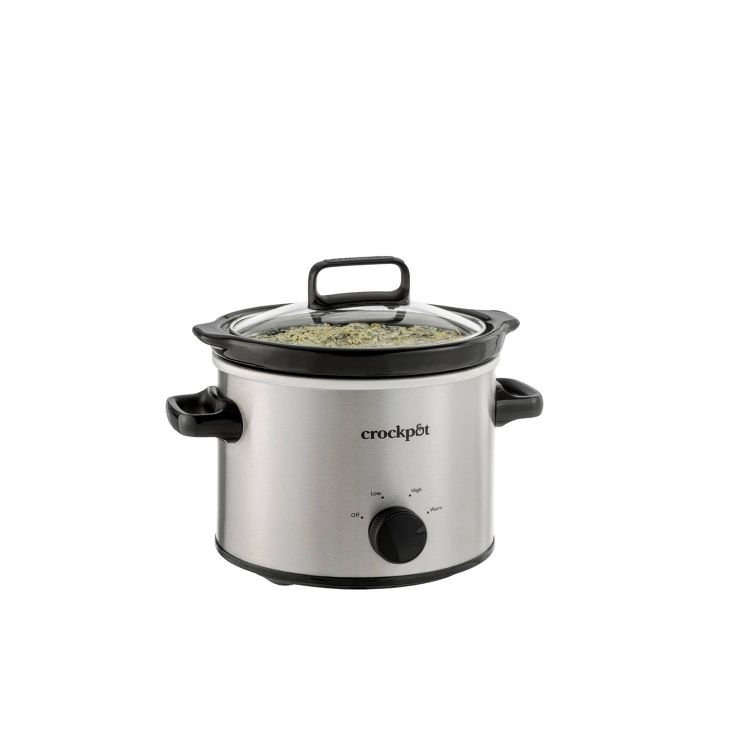 Crock-Pot 2qt Manual Slow Cooker - Stainless Steel: 3 Settings, Reheat & Warmer, Stay-Cool Handles, Dishwasher-Safe Parts, 2 of 7