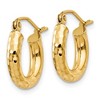 Black Bow Jewelry 3mm x 14mm, 14k Yellow Gold, Diamond-cut Round Hoop Earrings - 2 of 4