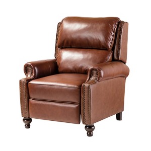 Elisabete Modern Wingback Genuine Leather Recliner with Vintage Nail Head Trim for Living Room and Bedroom  | ARTFUL LIVING DESIGN - 1 of 4