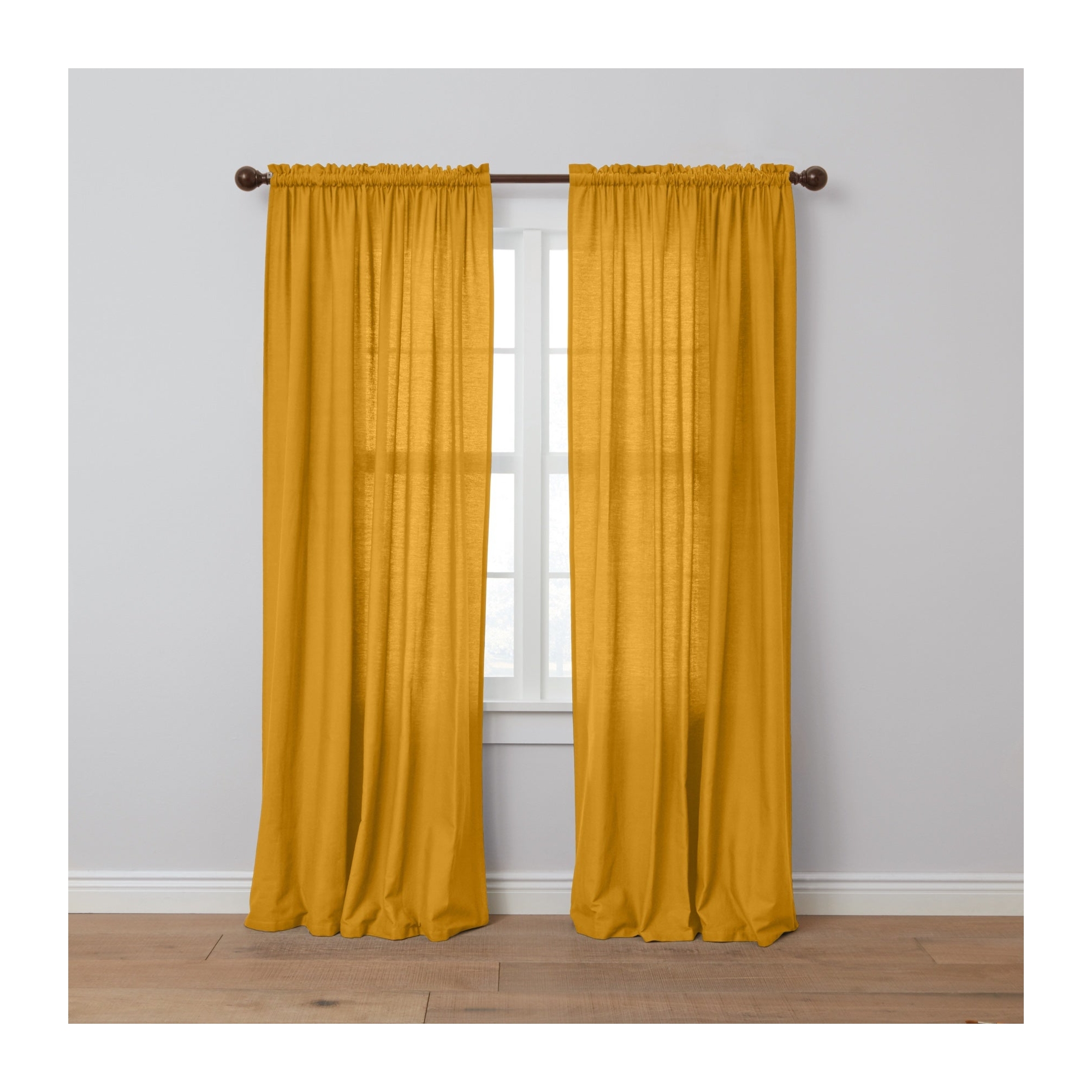 BrylaneHome Poly Cotton Canvas Rod-Pocket Panel - 48" W 96" L, Ochre
