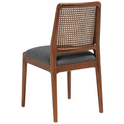 Gray Rattan and Cane Side Chair Set of 2
