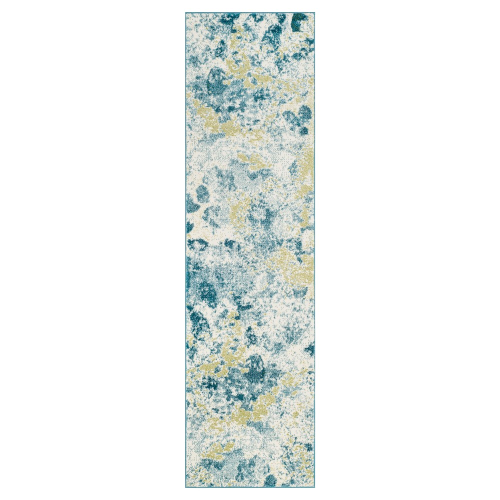 2'2inx8' Runner Ivory/Light Blue Splatter Loomed - Safavieh