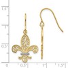 Black Bow Jewelry Two Tone Fleur De Lis Filigree Dangle Earrings in 14k Gold - 4 of 4