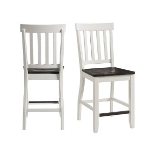 2pc Jamison Two-Tone Counter Height Barstool White - Picket House Furnishings: Mid-Century Modern, Armless, Slat Back - 1 of 4