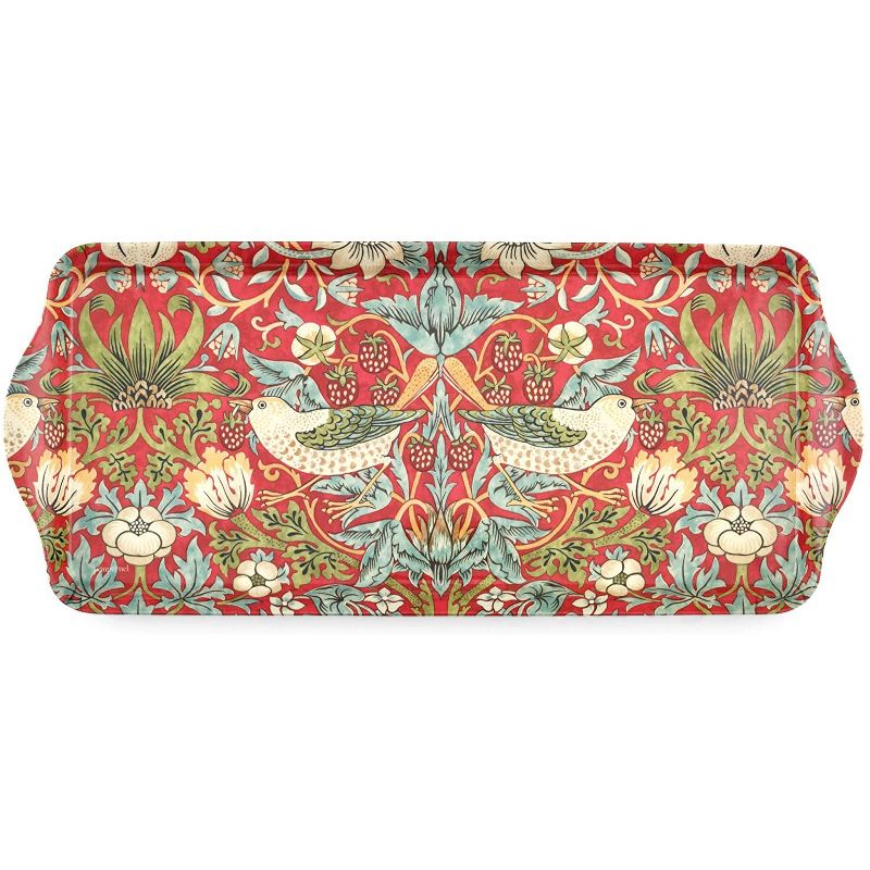 Pimpernel Morris and Co Strawberry Thief Red Melamine Sandwich Tray - 15.25" x 6.5", 1 of 6