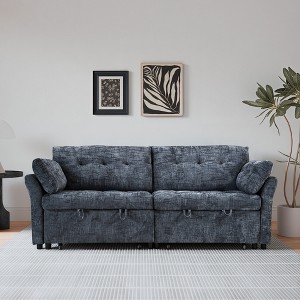 89.8 in Wide Straight Arm Fabric Rectangle Reclining Sectional Sofa - 1 of 4