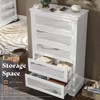 AMERLIFE 49.2"H High-Gloss 5 Drawer Dresser, Natural Marble Chest of Drawers No Handles, White - 3 of 4