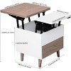 Modern Multi-Functional Coffee Table with Storage Drawers Hidden Compartment Tea Table for Living Room Reception Room White+Walnut - 3 of 4