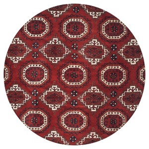 Red Abstract Tufted Round Area Rug - (7