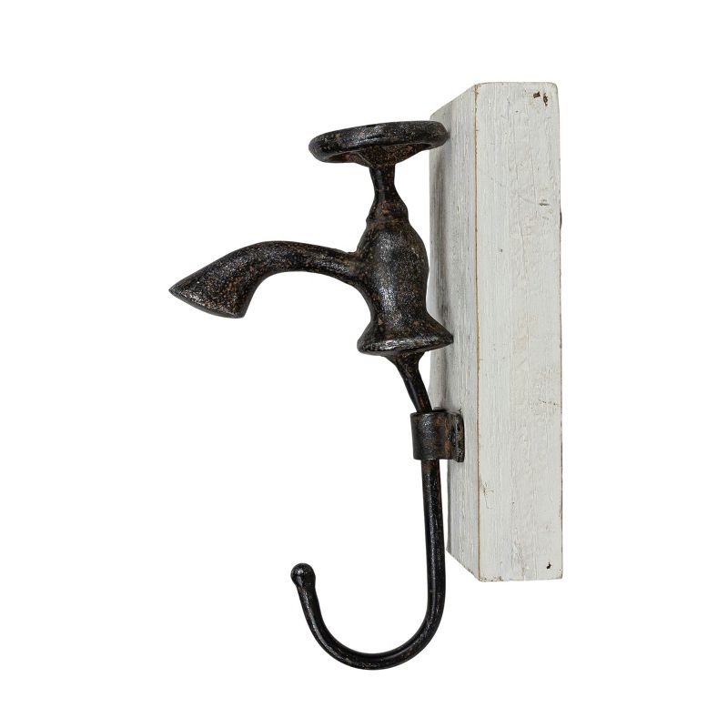 Faucet Wall Hook Black Cast Iron & Wood by Foreside Home & Garden, 4 of 8