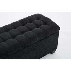 Gulches Black Faux Fur Storage Bench - Velvet-Soft Texture with Safety Hinge & Metal Feet, Dual-Function Seating & Storage for Bedroom/Entryway - 1 of 4
