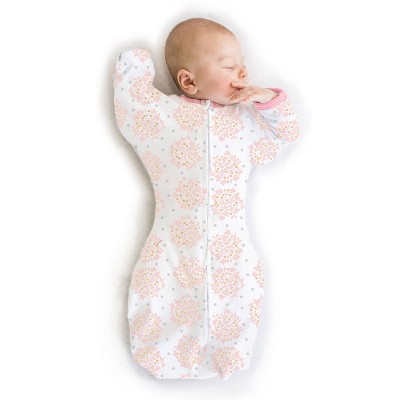 Image of SwaddleDesigns Transitional Swaddle Sack Wearable Blanket - Pink Heavenly Floral - S - 0-3 Months